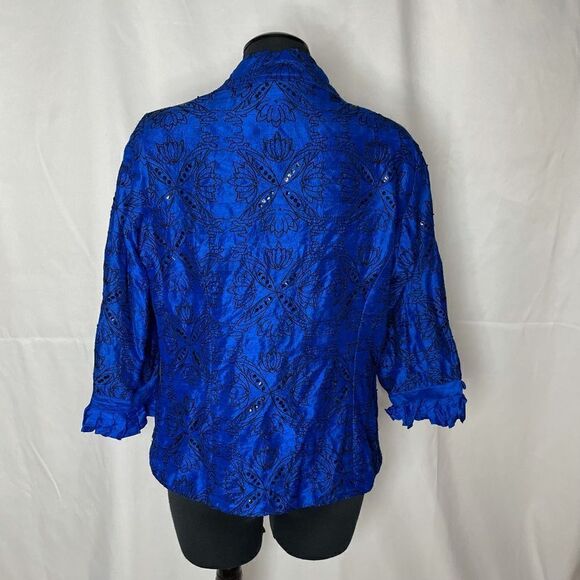 Blue Bayou 100% Silk Embroidered Blazer - Women’s M - Picture 2 of 6